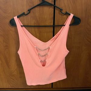 LF V-Neck Chain Orange Crop Top (never worn)